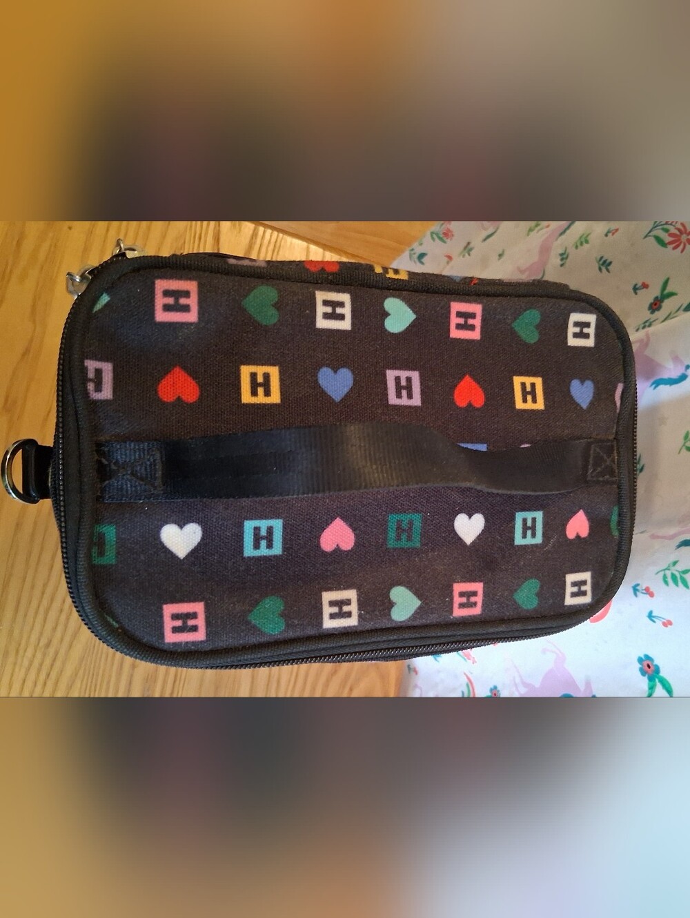 EUC Harveys Heart Print Snack & Go Cotton School Work Beach Lunch Box Bag - Picture 6 of 8